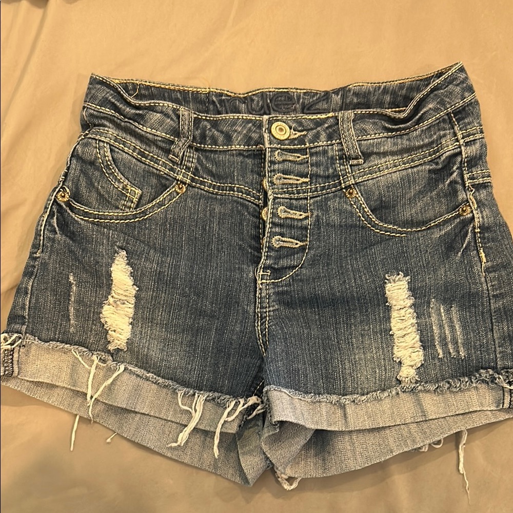 Rue21 Blue Distressed Jean Shorts